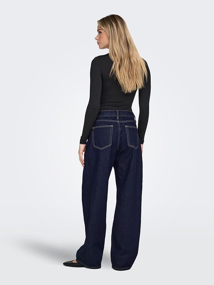 ONLY Onlgianna MW Straight Dot450 Dnm Noos Jeans, Mezclilla De Color Azul Claro, 25W / 30L Mujeres