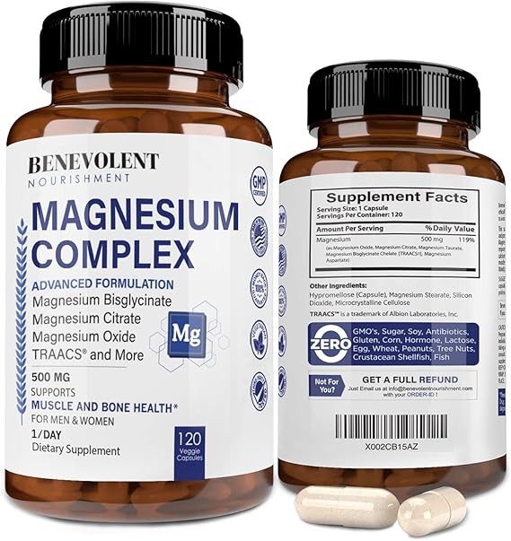 Magnesium Complex 500mg Magnesium Glycinate, Oxide, Taurate, Bisglycinate Chelate