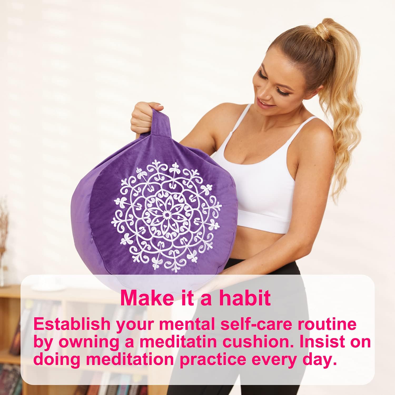 Buckwheat Meditation Cushion, Velvet Meditation Pillow (16X16X6in), Yoga Bolster, Floor Cushion, Floor Pillows Seating for Adults, Zafu Yoga Pillow, Yoga Foam Wedges (Black) : Sports & Outdoors