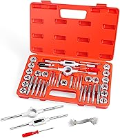 EFFICERE 40-Piece SAE Tap & Die Set #4-1/2" UNC/UNF/NPT Threads - Premium GCr15 Steel Kit w/ Wrenches, Gauge & Case