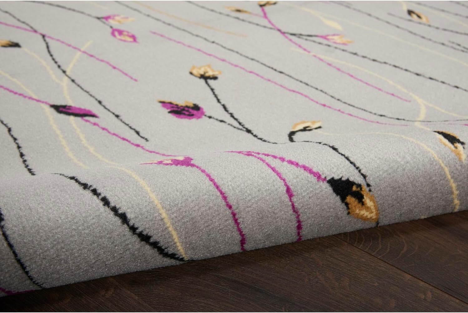 Nourison Home Grafix Grey 7' x10' Area Rug, Modern, Botanical , Bed Room, Living Room, Dining Room, Kitchen, Easy Cleaning, Non Shedding, (7' x 10')