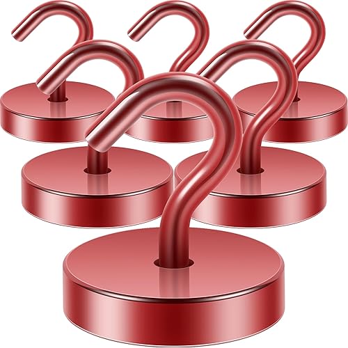 Miniatura 38 de Neosmuk Ganchos Magnéticos de Servicio Pesado, Imán Fuerte con Gancho para Refrigerador, Ganchos Industriales Súper Resistentes de Neodimio Extra