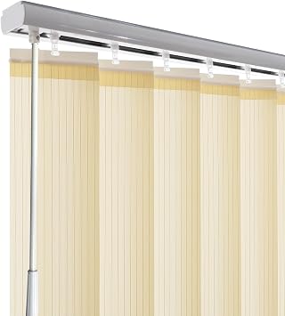 Cordless Vertical Window Blinds Shades for Home, Good for Big Windows, Sliding Glass Doors, Room Divider, Filter The Light into Room by Turn The Slat, Cream Beige