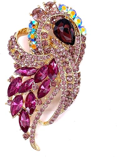 LAXPICOL Broche de ala de ramo de flores elegantes de cristal austriaco transparente vintage para mujer