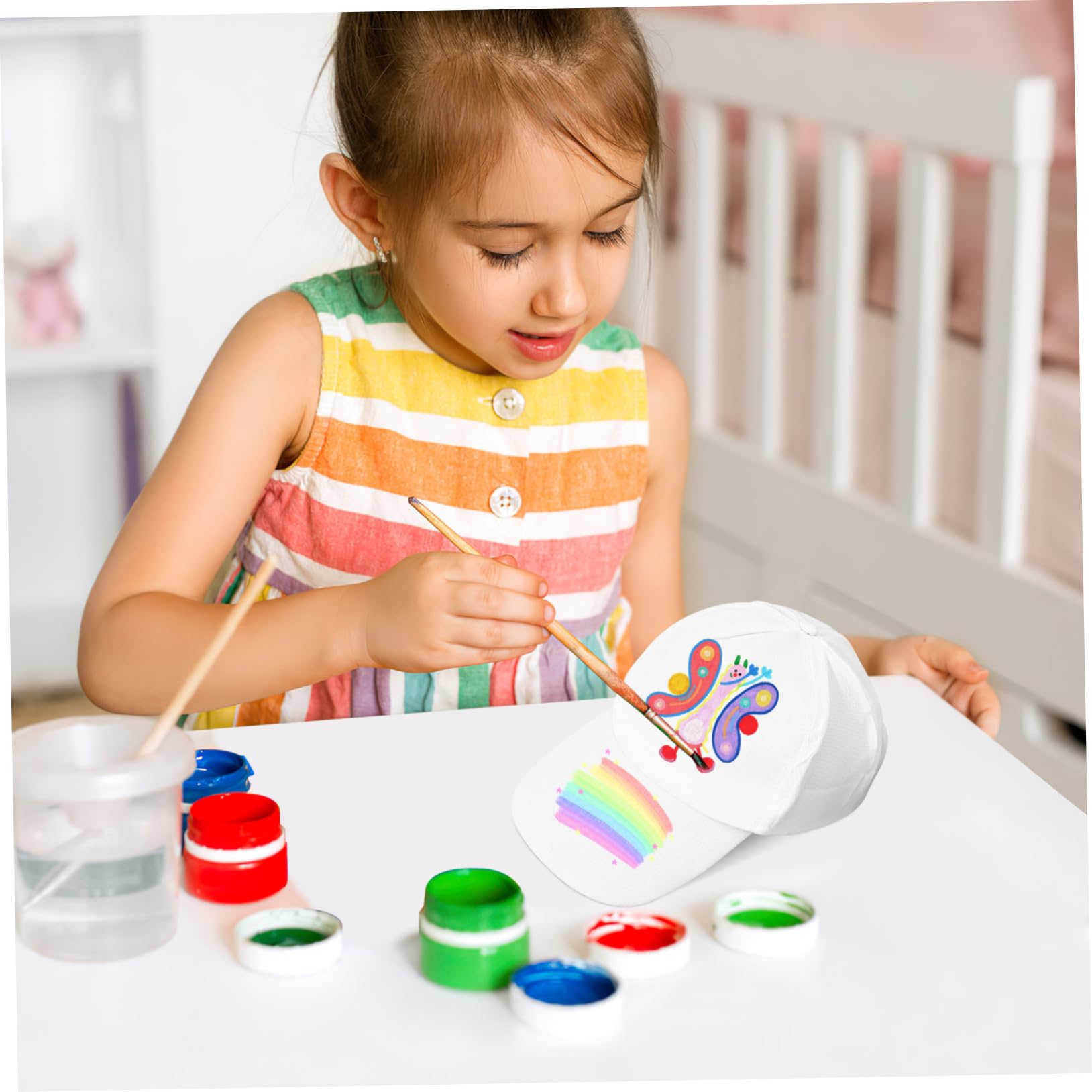 Alipis Confezione da 10 Cappellini da Baseball per Bambini, Verniciabili, Ideali per Progetti Artistici E Creativi Fai-da-Te, Cappellini con Visiera Neutri per L'uso Quotidiano.