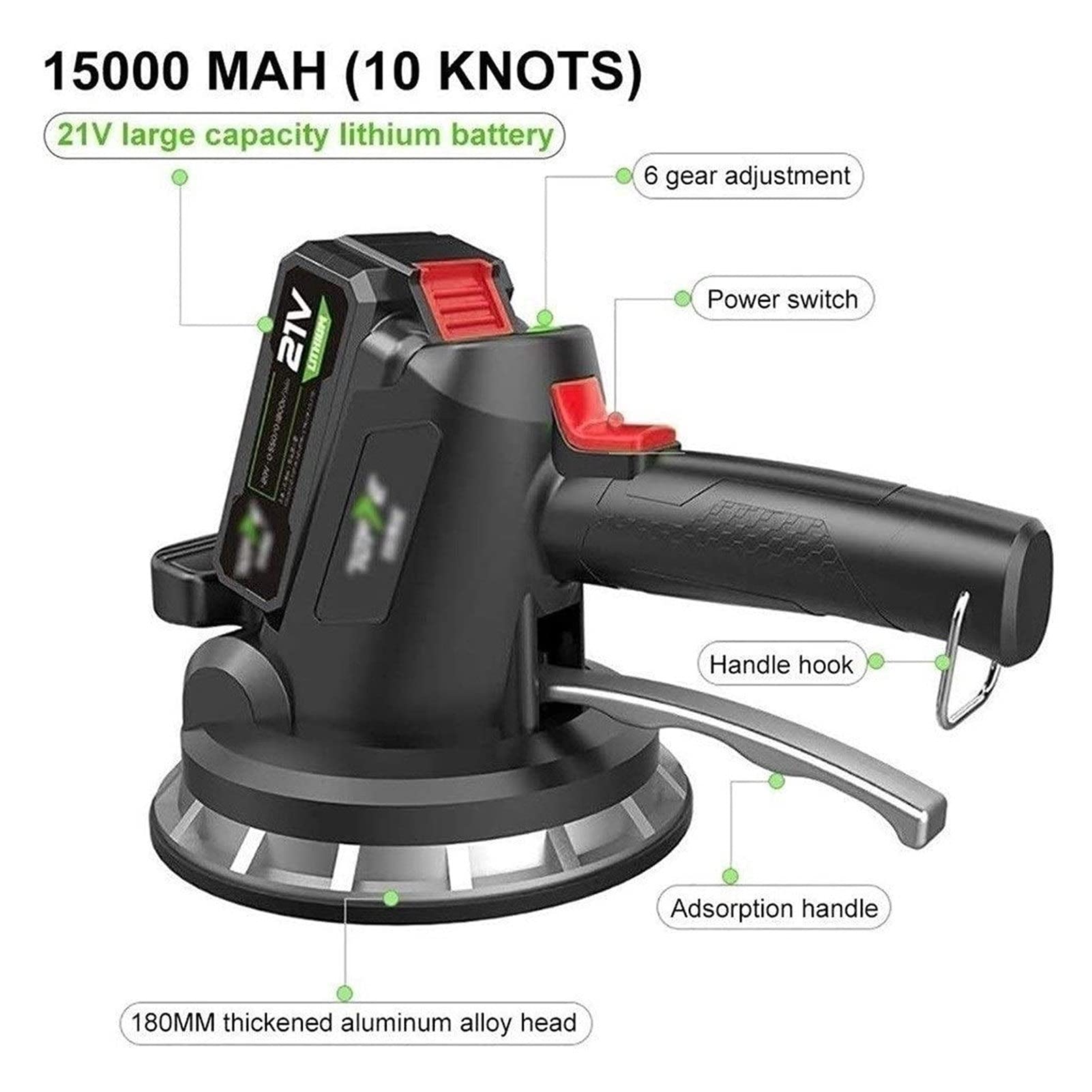 Máquina de Control, Máquina pavimentadora de Pisos - Herramienta de nivelación de losetas - Herramienta de instalación de amarres vibratorios - Máxima adsorción 320 Kg (Color : Dos baterías