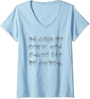 Womens Funny Deaf ASL Sign Finger Spelling Love To Stay But Lying V-Neck T-Shirt