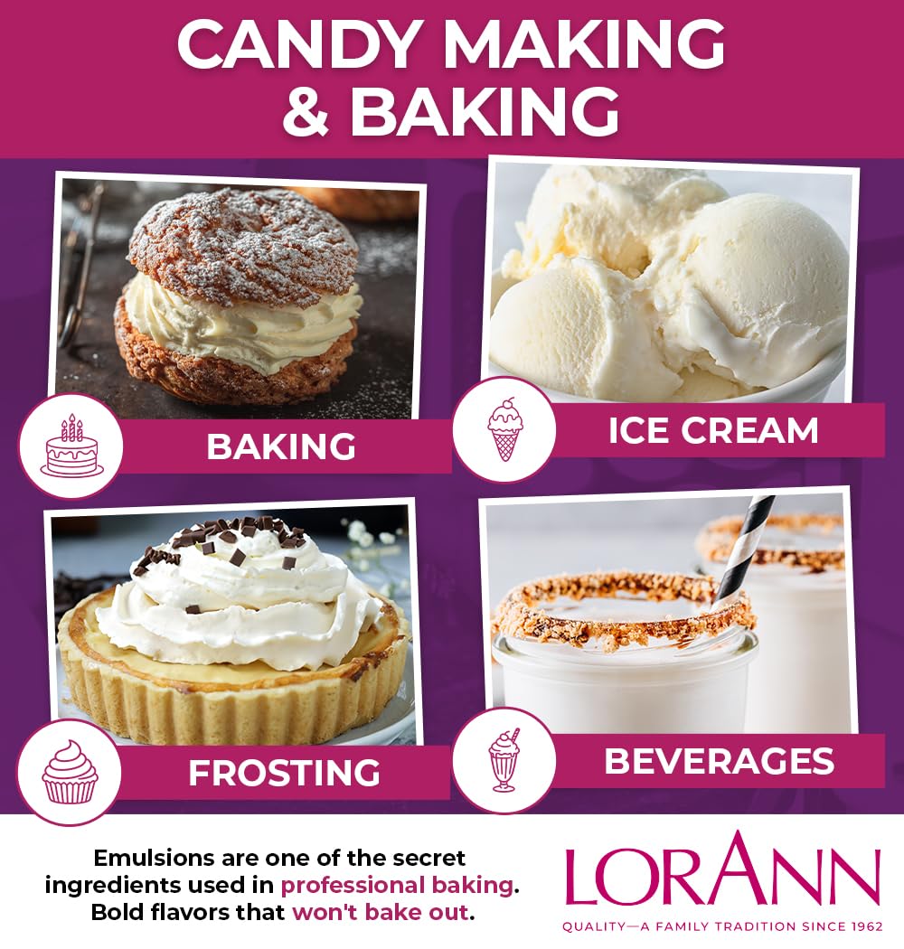 LorAnn Oils Cream Cheese Bakery Emulsion: True Essence, Ideal for Boosting Fruit Tones in Cakes, Cookies & Desserts, Gluten-Free, Keto-Friendly, Extract Substitute Essential for Your Kitchen, 16 Oz