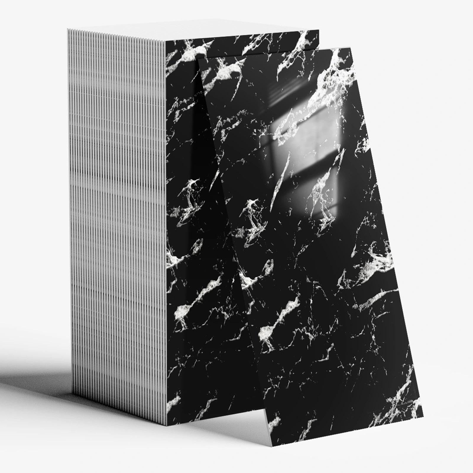40 Pieces Black Adhesive Tiles Kitchen Marble 60x30cm