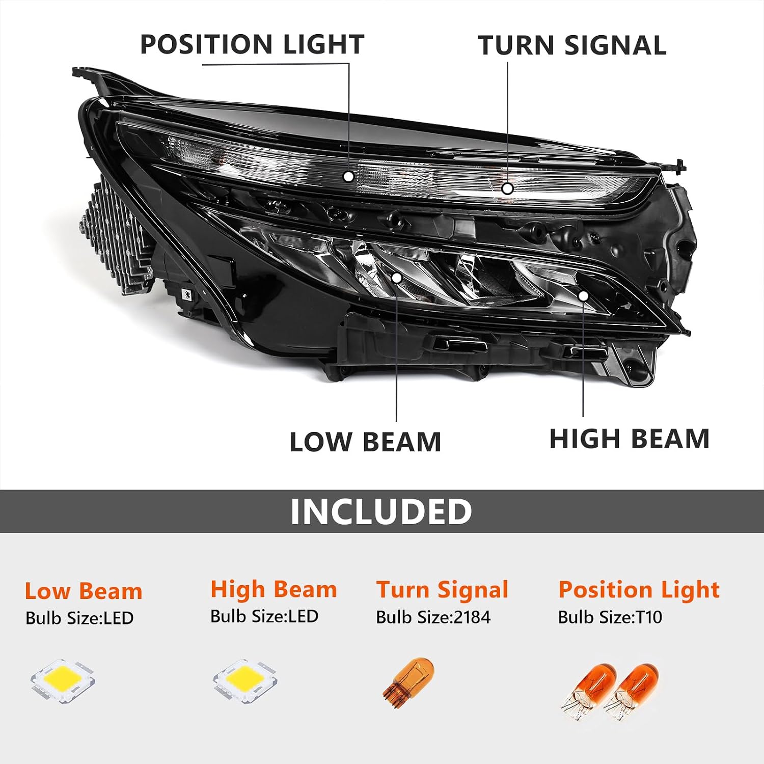 LED Headlight Assembly Compatible with Chevy Equinox LS 2022 2023 2024 w/Halogen Turn Signal Factory Replacement Head Light Lamp 85538061 GM2503531 Right Passenger Side