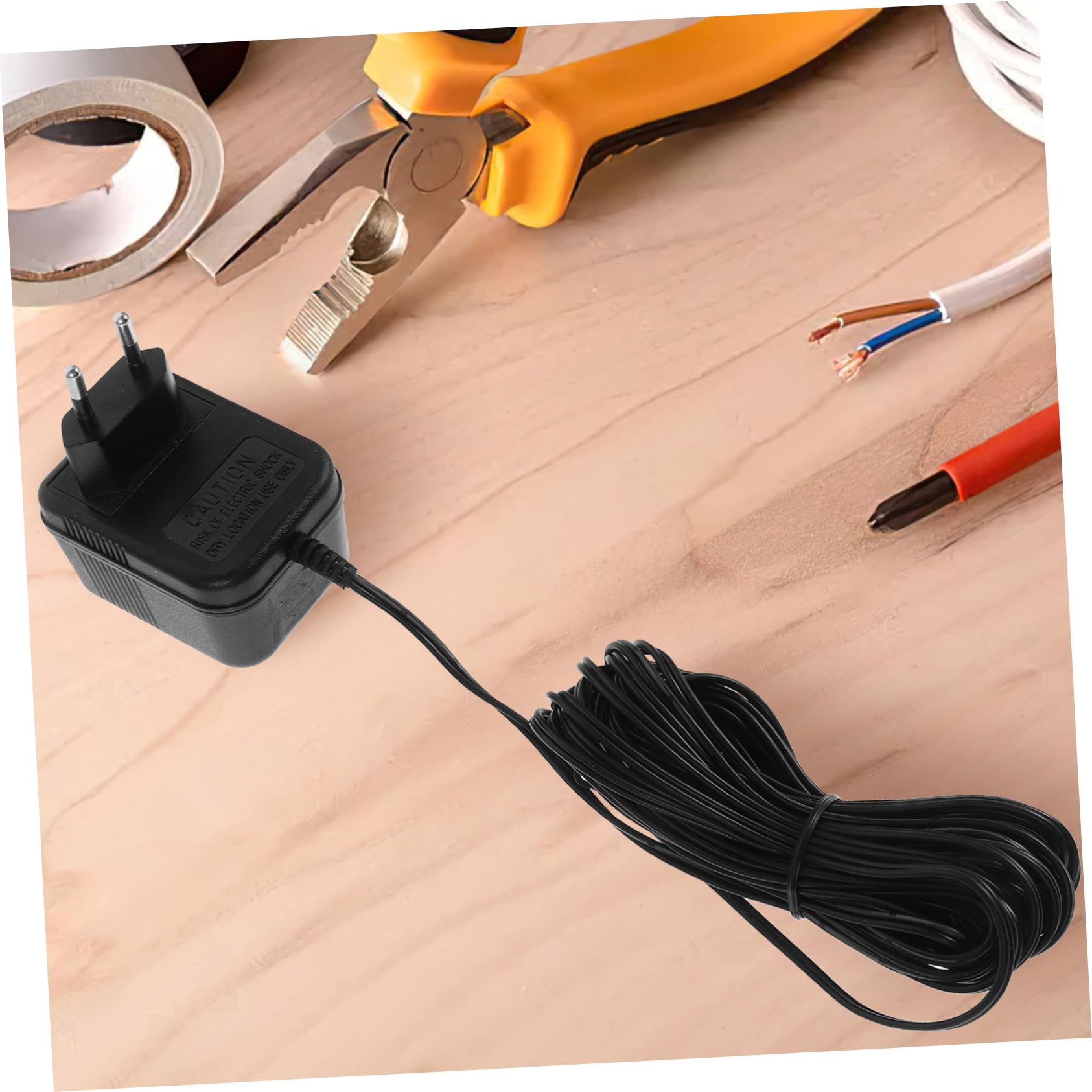 Gatuida Transformateur Sonnette 24v500mah Câble d Alimentation Long, Adaptateur Mural pour Sonnette Compatible Systèmes Vidéo, Usage Domestique, Design Élégant en Plastique Noir