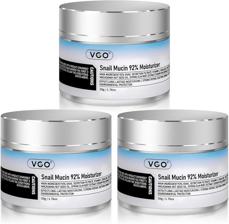 VGO 3 Pack 92% Snail Mucin Moisturizer, Anti Aging, Skin Repair & Hydrating Face Cream with Ceramide & Vitamin E