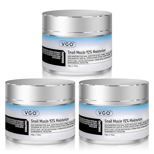 VGO 3 Pack 92% Snail Mucin Moisturizer, Anti Aging, Skin Repair & Hydrating Face Cream with Ceramide & Vitamin E
