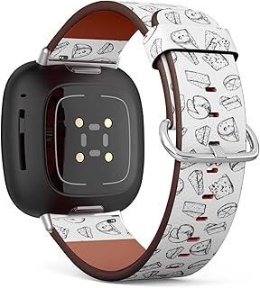 CJBROES Replacement Leather Watch Band, Compatible with Fitbit Versa 3 and Fitbit Sense of Wristband Bracelet Accessory - Different-Types-Cheese