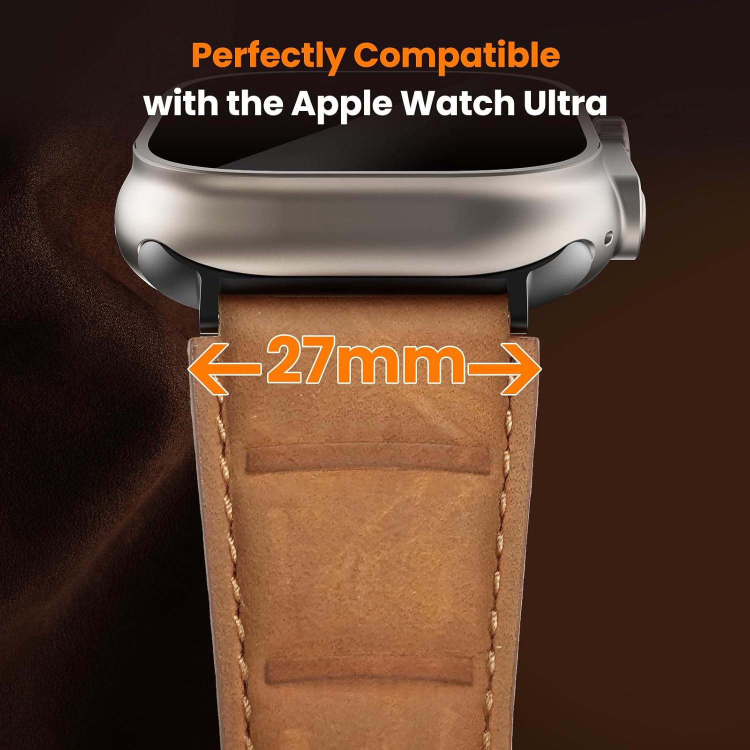 Delidigi Vintage Genuine Leather Band Compatible for Apple Watch Ultra Band 49mm 46mm 45mm 44mm 42mm, Handmade Top Grain Leather Replacement Strap for iWatch Ultra 3 2 1, SE 3 2 1, Series 11 10 9 8 7 6 5 4 3 - Image 6