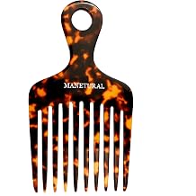 14MX Hair Pick for Women, Wide Tooth Afro Comb for Curly Hair, Cellulose Acetate, 5.5 inches14 cm, Tortoise, 1 PACK