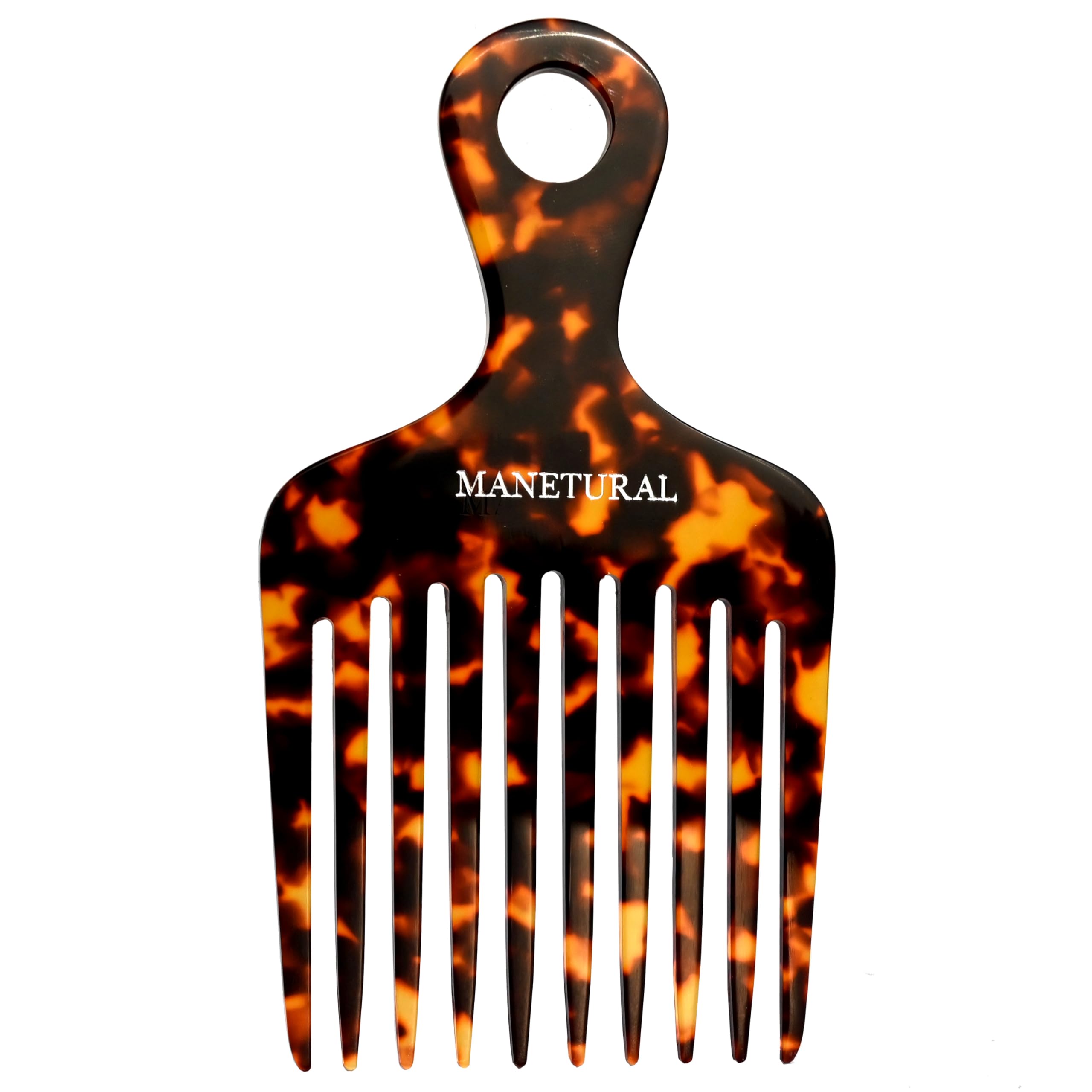 14MX Langzahnkamm / Afro-Haarliftkämme für Damenlocken und Herrenbärte - Handgefertigte Schönheit für müheloses Styling (Schildkröte, 1 Pack)