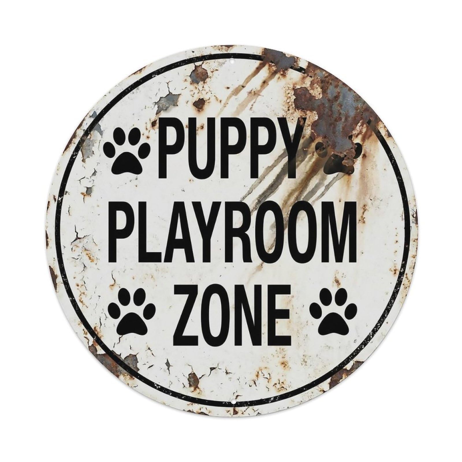 Vintage Puppy Playroom Zone Space Metal Tin Sign