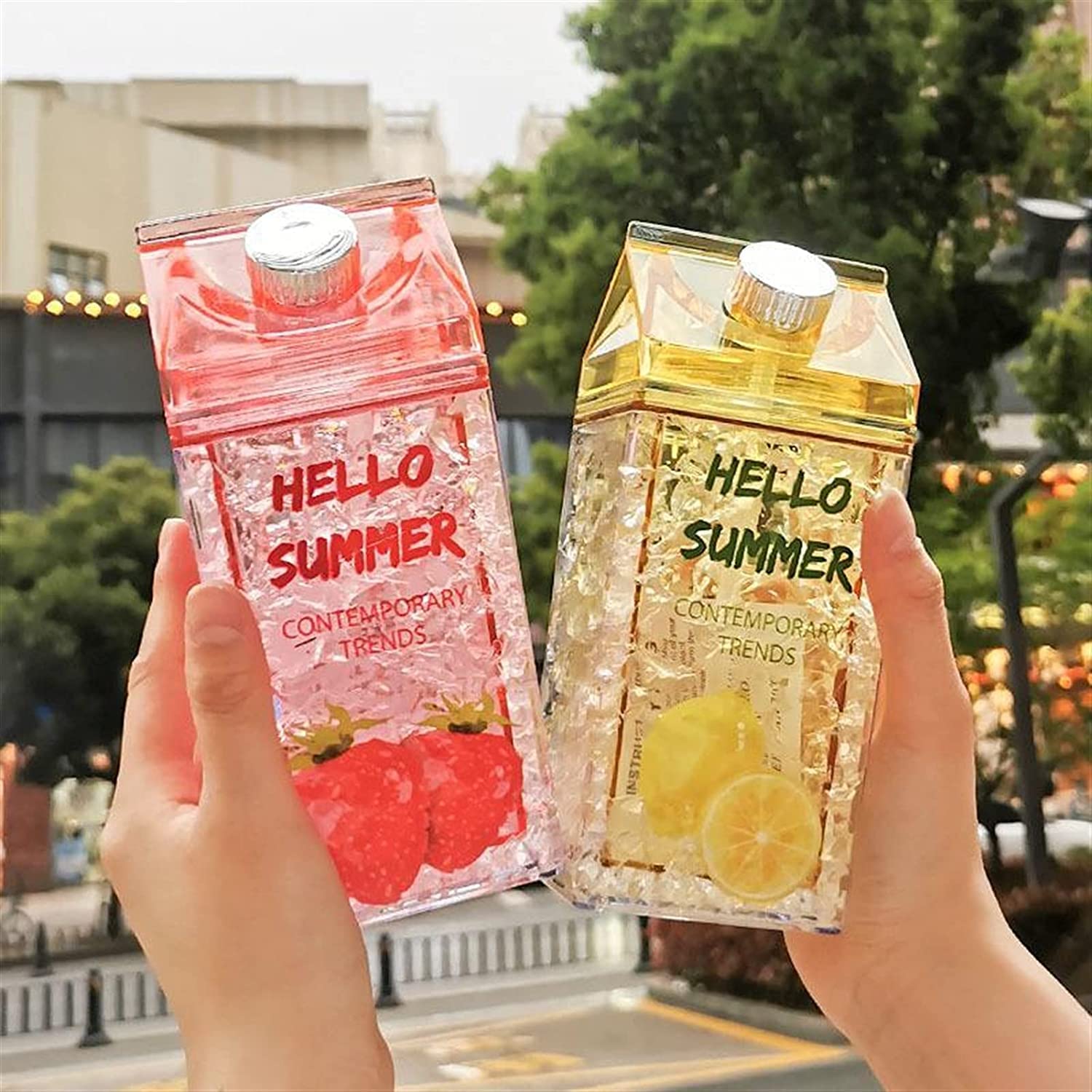Butelka na Wodę 430 Ml Kawaii Lodowa Letnia Butelka Na Wodę Plastikowa Wiśnia Truskawka Kubek Do Picia Z Sokiem Ze Słomy Butelki Podróżne Z Mlekiem Butelka na Napoje Sportowa