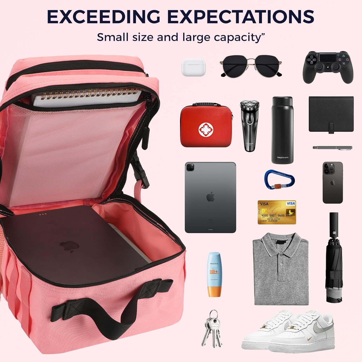 9L Mini Tactical Molle Backpack 9L Small Gym Bag Small Military Assault EDC Backpack for Men Women With Fishing,Hiking,Camping,Traveling,Yoga,Work(Pink) - Image 5