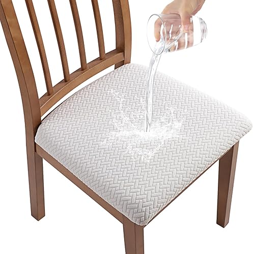 BESBESME Juego de 4 fundas para sillas de comedor, impermeables, elásticas, extraíbles y lavables, para hotel, restaurante, color blanco disponible en Yaxa Peru