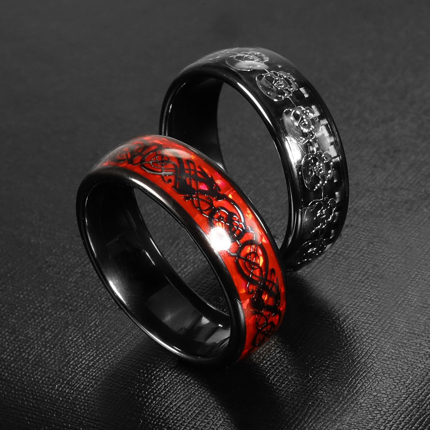 Fashion Dragon Pattern Metal Band 7MM T5577 Chip Ceramic Finger Ring or CUID Chip Skull Carbon Fiber Band Epoxy Ring for Replicable Access Keycards