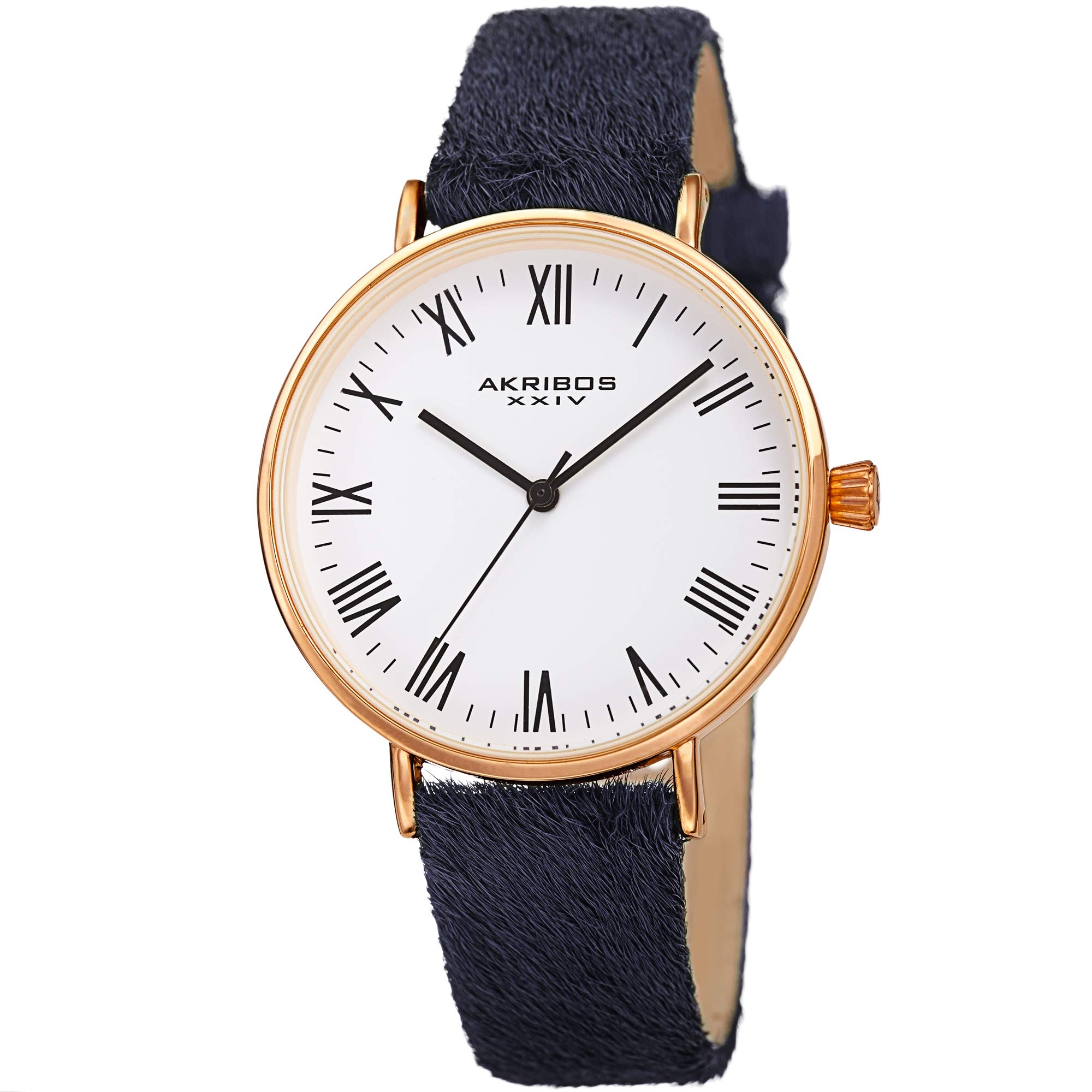 Akribos XXIVAkribos Cavallino Leather Strap Women's Watch - Slim Smart Design Roman Numeral Markers - AK1081