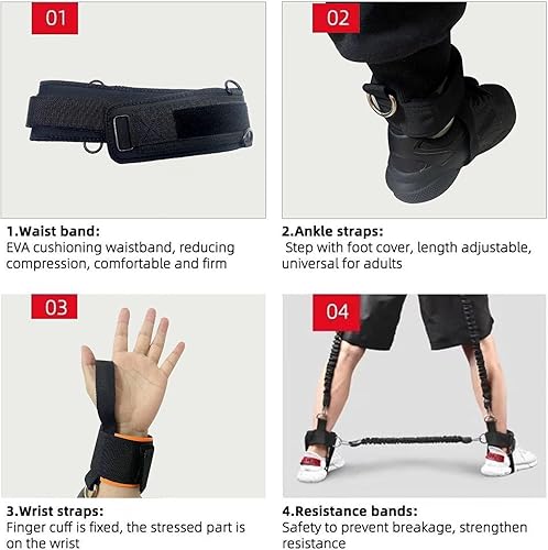 Miniatura 4 de Bandas de resistencia de boxeo, bandas de ejercicio de fuerza y agilidad para piernas para MMA, combate de karate, equipo de entrenamiento de