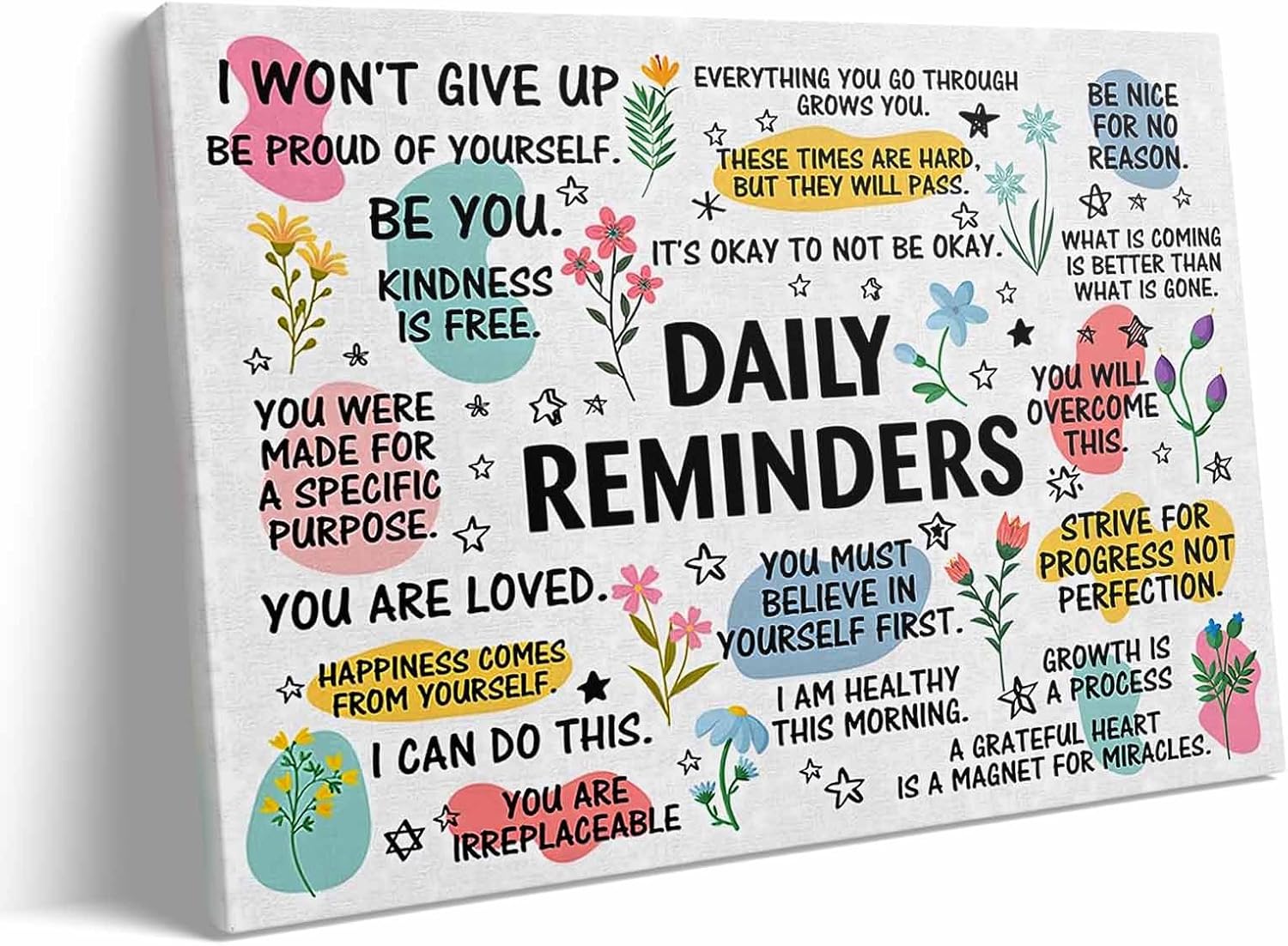 Motivational Canvas Wall Art, Inspirational Quotes Wall Decor, Daily Reminders Poster Print Art, Positive Affirmations Oil Painting Wall Decor for Home or Bedrom, Office 16x20inch