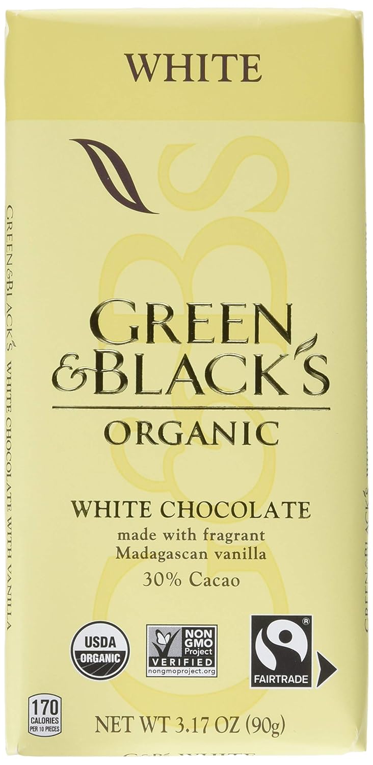 Green & Black's Organic White Chocolate Bars, 30% Cacao, 10 - 3.17 Oz Bars,, 10Count