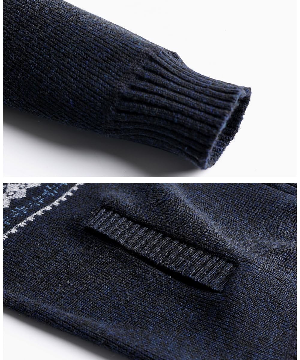 Homme Gilet Cardigan Veste Ouvrez-Front Zippé avec 2 Poches Gilet Veste Tricoté Chaud Coupe rembourré Décontractée Manche Longue Chandail