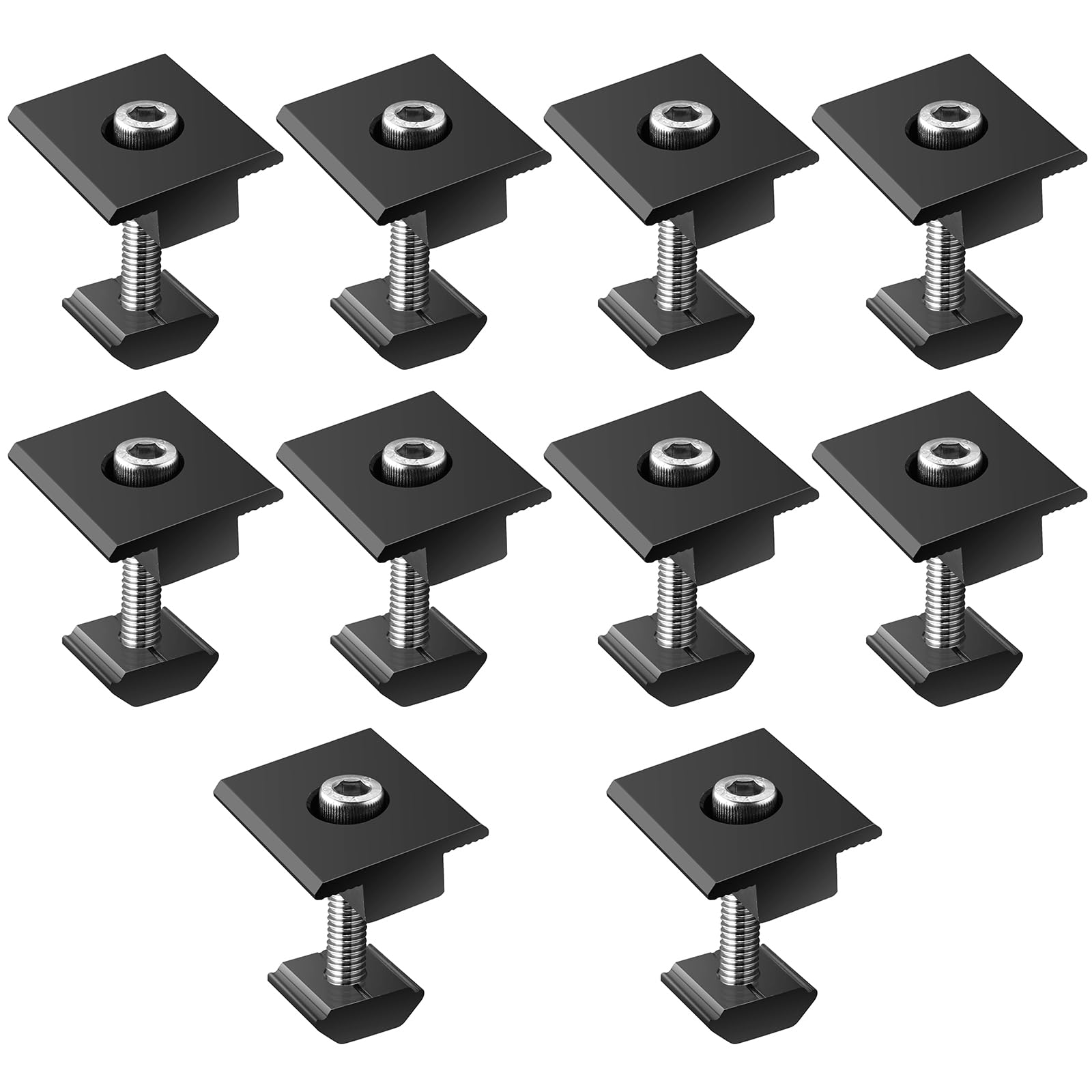 Anbte 10 Pezzi Staffa di Montaggio Pannelli Solari Morsetti T Nero 40mm