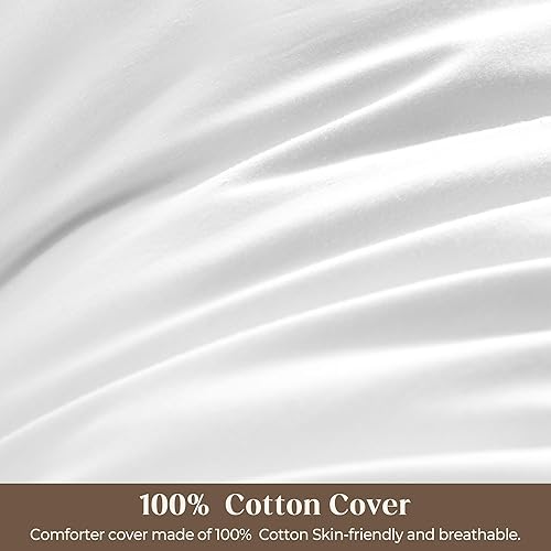 Miniatura 4 de Bafode Juego de 2 almohadas de plumas de ganso, almohadas de cama suaves tamaño King, 100% algodón suave, almohadas de hotel reforzadas para dormir