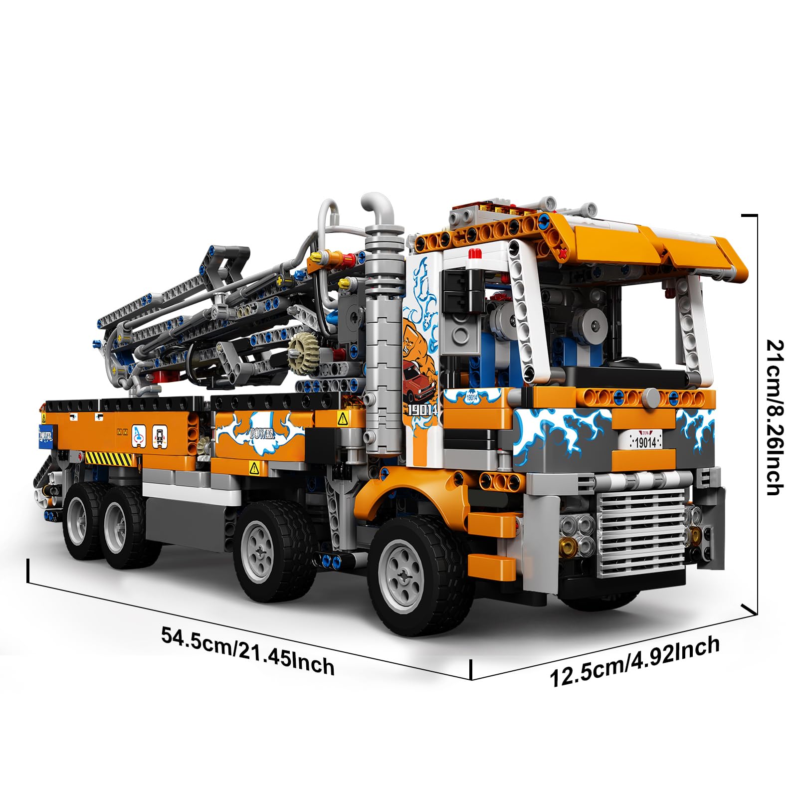 Mould King 19014 Technik Abschleppwagen Bausteine Modell, 2098 Teile Pneumatischer Betonpumpenwagen Modellbauklötze Kit als Spielzeug/Geschenk