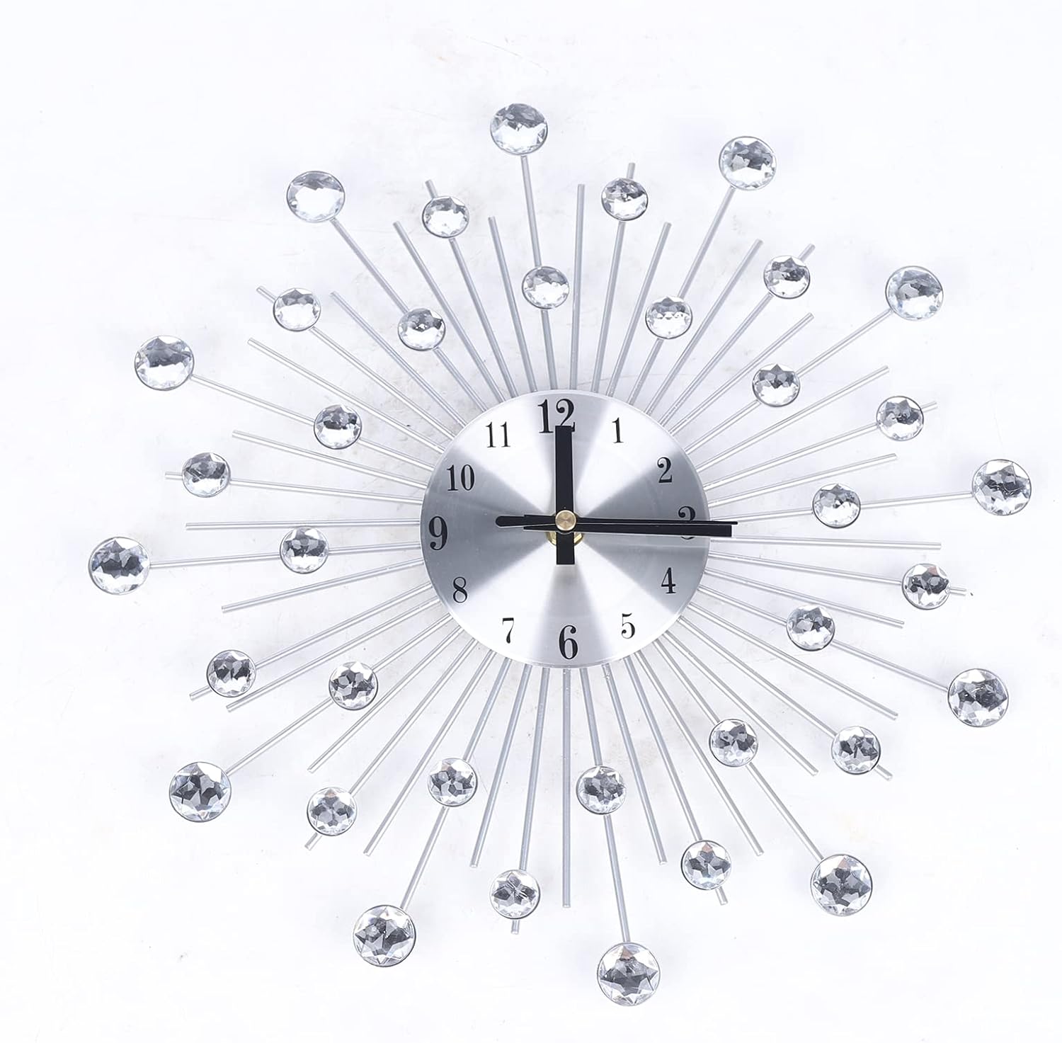 Modern Crystal Wall Clock,Celebration Decorative Metal Silent Wall Clock Handmade Metal Clock for Living Room Home Kitchen Office Decor