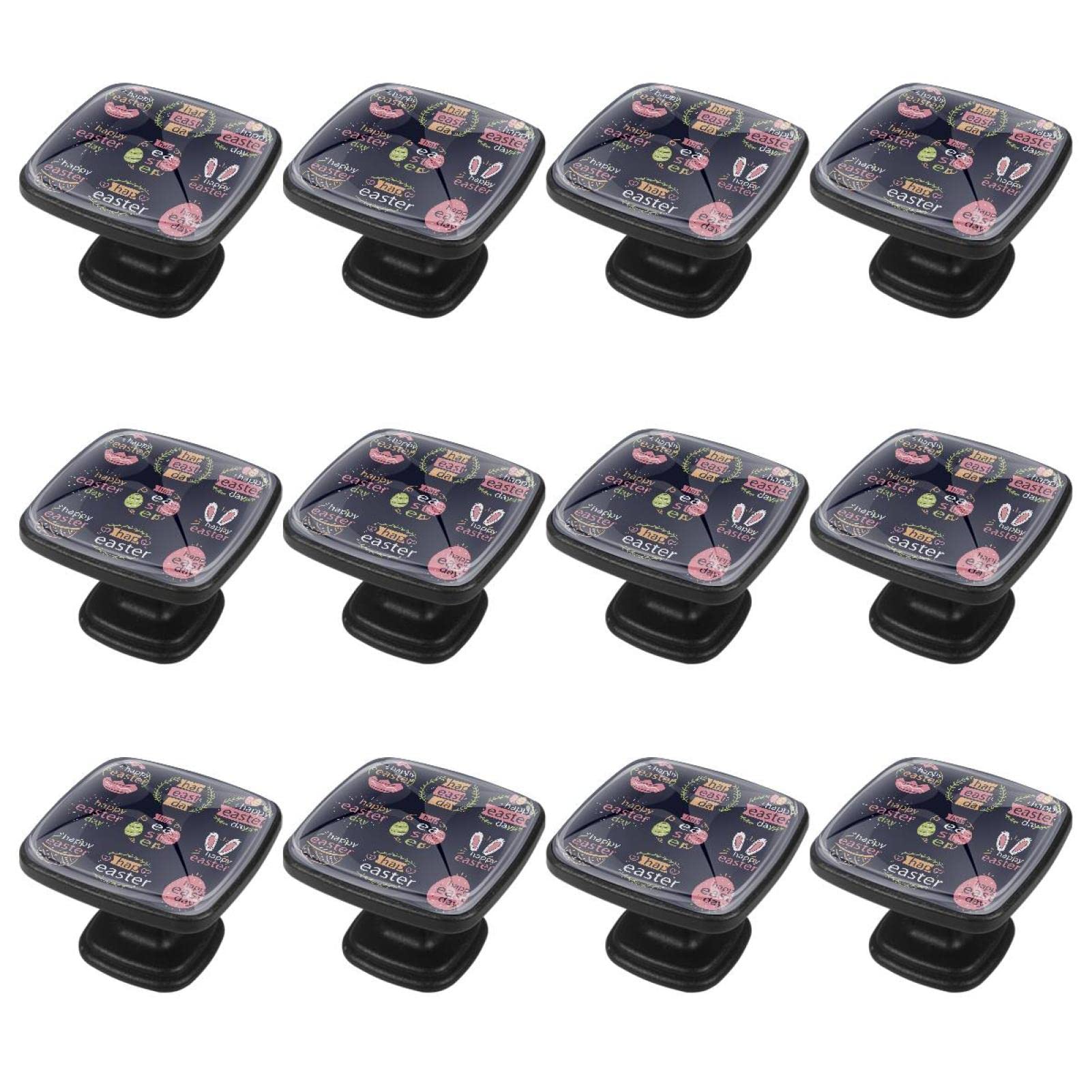 Set di 12 manopole quadrate con manico set di distintivi per il giorno di Pasqua