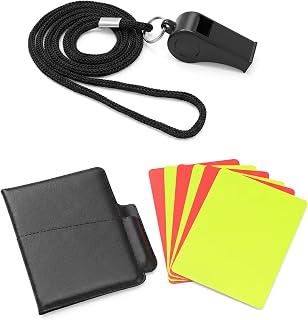 Soccer Referee Kit Soccer Referee Card Set Soccers Referees Whistle with 1 Pack Card Storage Wallet 6 Pieces Red and Yellow Warning Cards Warning Referees Kit for Sports Games