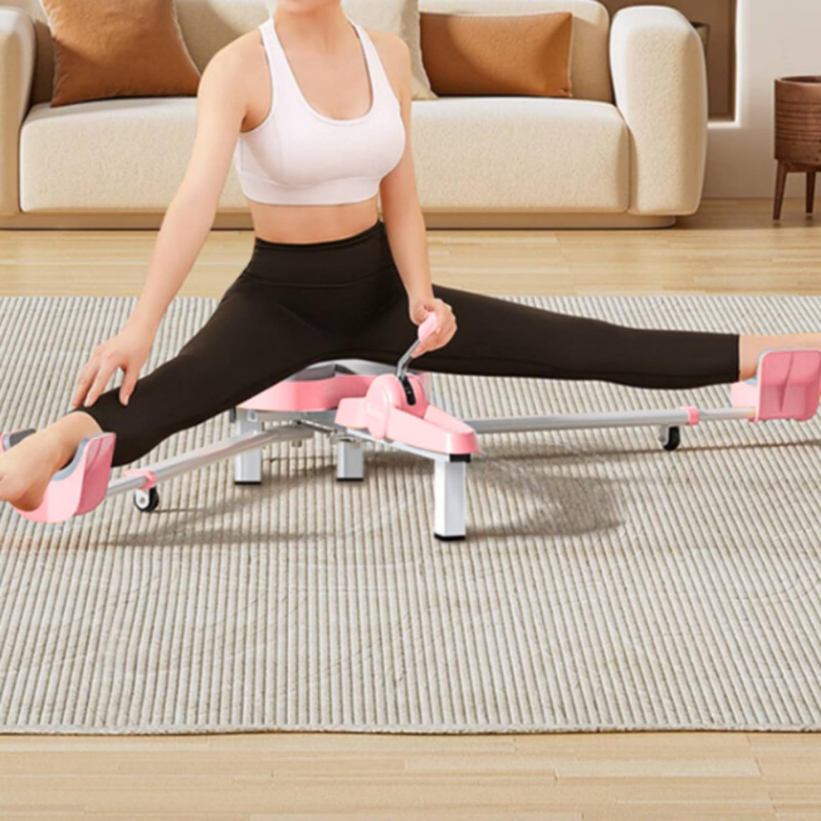 Flexibility Beinspreizer Trainingsgerät Beinstrecker Spagatmaschine mit Verstellbarem Rahmen Und Handhebel für Präzise Dehnung zu Hause für Anfänger Sportler , Himmelblau
