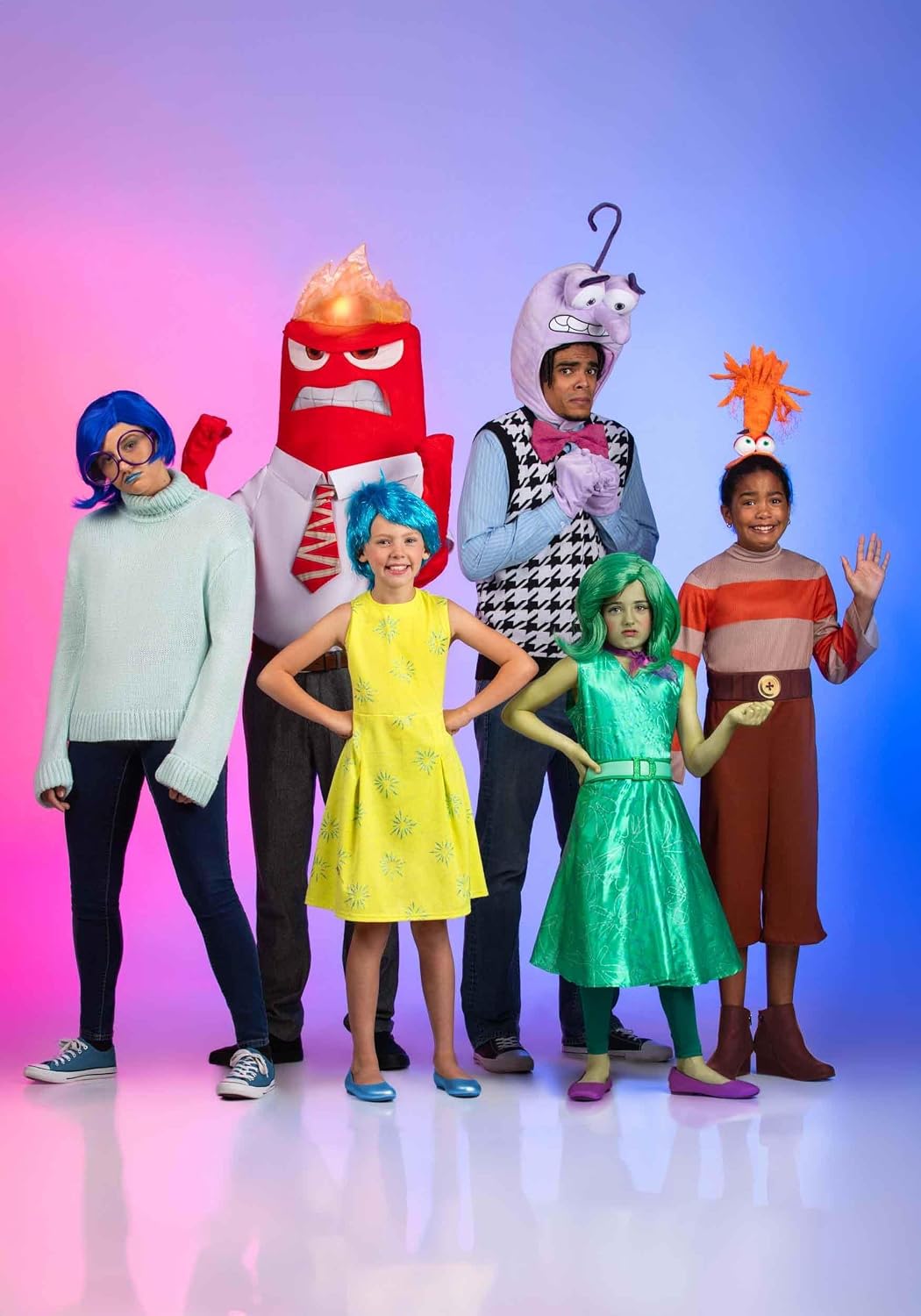 Girl's Disgust Costume | Disney and Pixar Inside Out Kids Green Dress Costumes with Purple Scarf and Green Wig