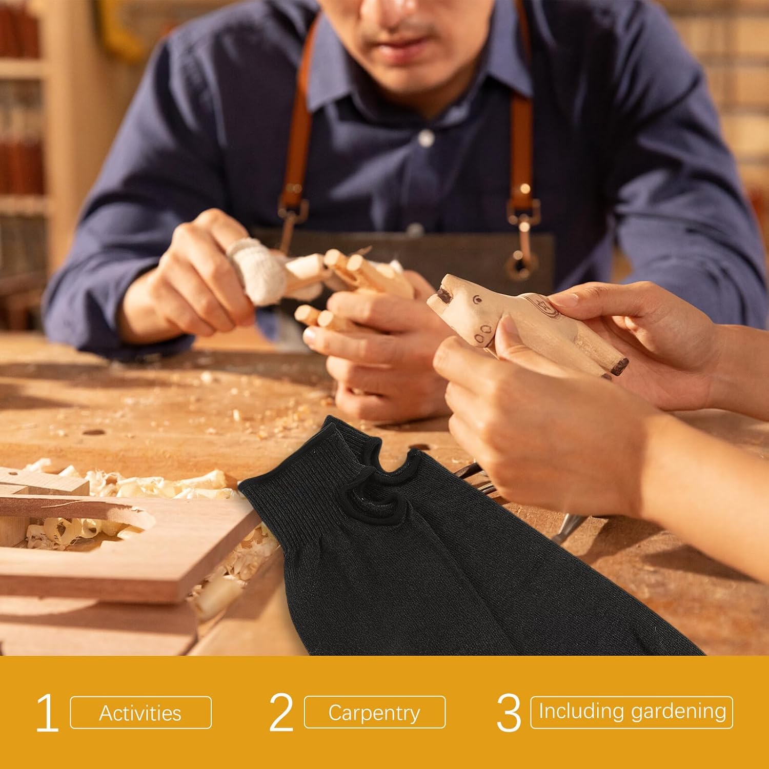 2 Pairs Cut Resistant Arm Guard Sleeves with Thumb Ergonomic Forearm Protection for Gardening Woodworking and Outdoor Work Comfortable Fit for Men and Women Black and Gray