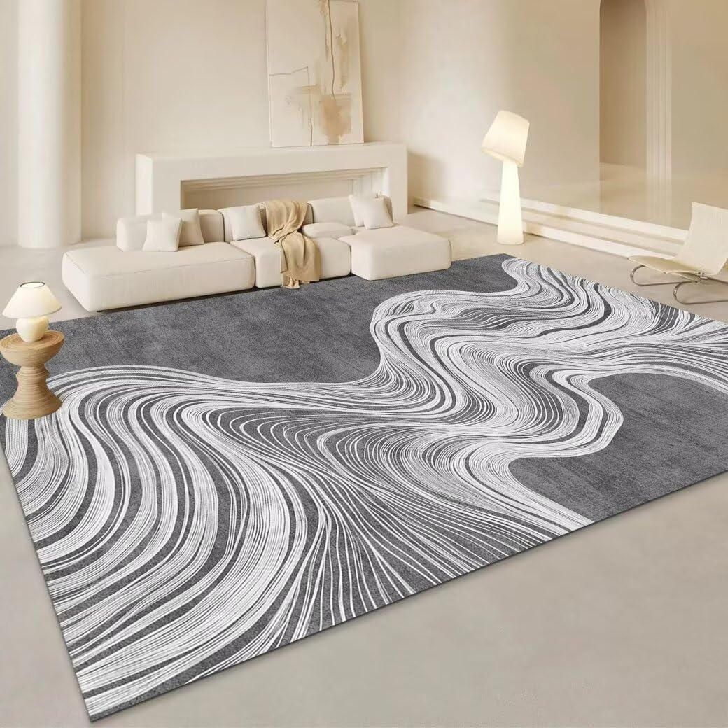 Tapis salon jaune minimaliste et abstrait de qualité 180x250cm