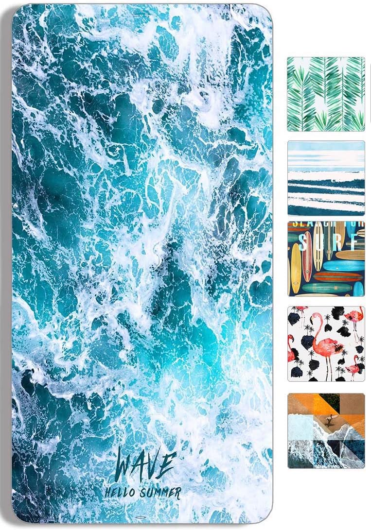 Snailman Microfiber Beach Towel,(70x35) Oversized Surf Towel, Quick Drying Lightweight Body Bath Towels, Wave Printed Shower Beach Blanket Sand Free Towel (X-Large(70x35))