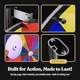 T-SIGN 24 Inch Dual Use Spinning Prize Wheel 14 Slots Color Tabletop and Floor Roulette Wheel of Fortune with Dry Erase Marker and Eraser Win The Fortune Spinner Game for Carnival Trade Show