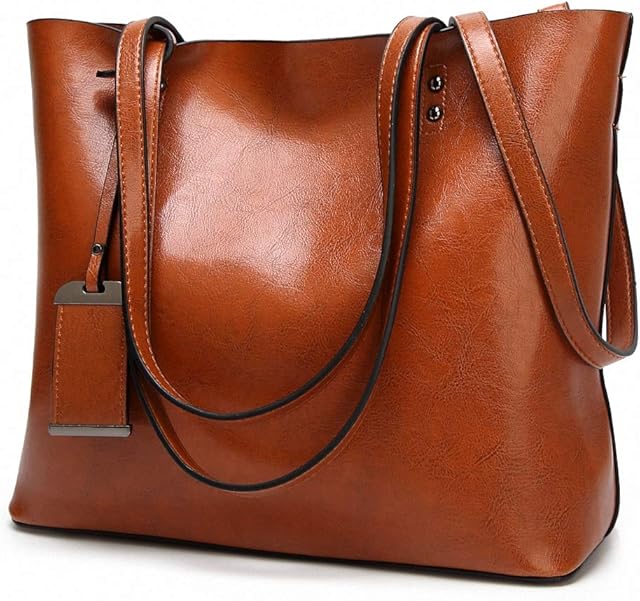 Aileese Womens Soft Leather Handbags Large Capacity Retro Vintage Top-Handle Casual Tote Shoulder Bags Brown
