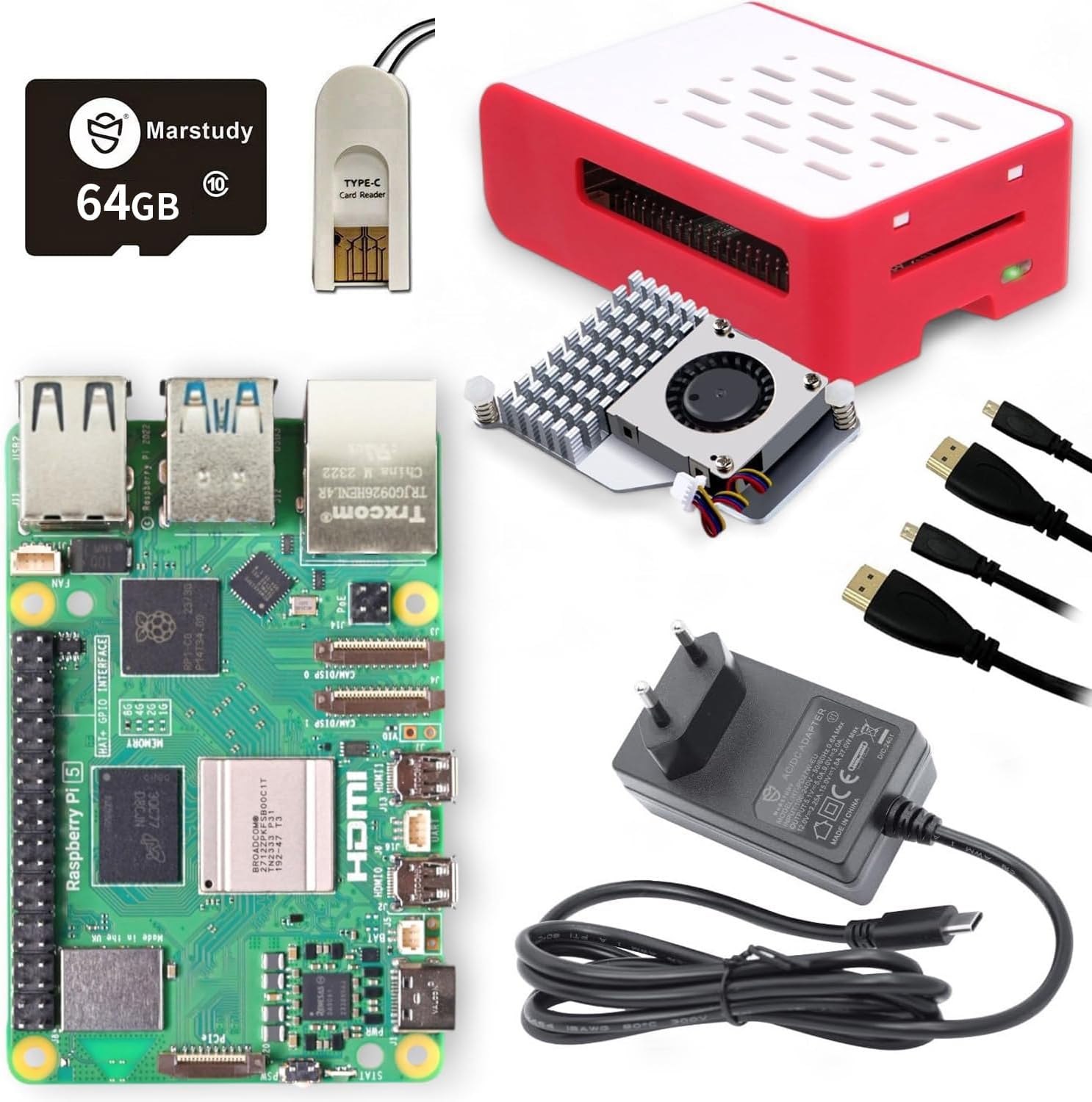 Raspberry Pi 4 Model B Kit de démarrage de bureau 8 Go Blanc 32 Go