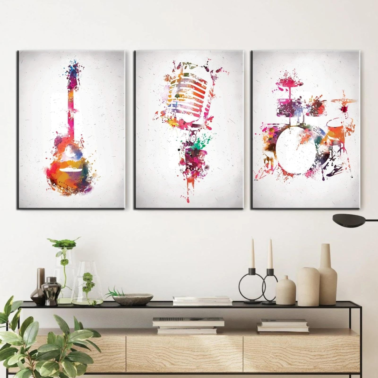 BMGKYAGL Poster su tela, poster musicali, pittura, rock & roll, carta da parati a colori, decorazione per la casa, 60x80cmx3 cornice