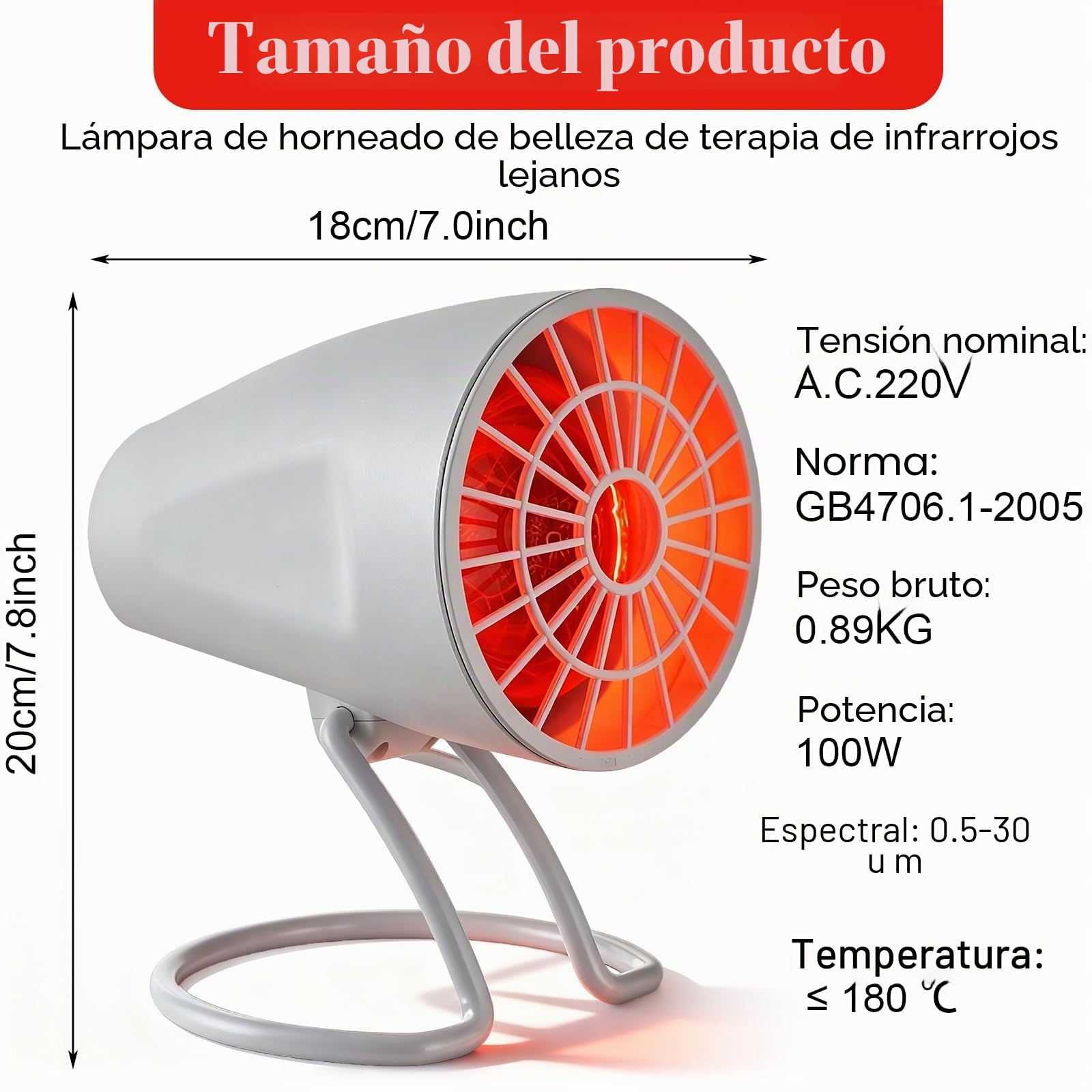 PORFOYO Lámpara infrarroja, lámpara de luz roja de 150 W, lámpara de calor infrarroja, lámpara de calor con temporizador y temperatura ajustable, ángulo ajustable, lámpara de luz infrarroja para el