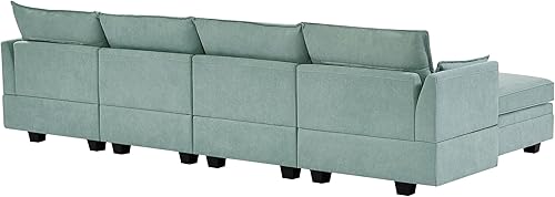 Miniatura 8 de Sofá modular modular con asiento de almacenamiento, sofá seccional con diván reversible, moderno, grande, tela de lino, sofá de 6 plazas, sofá cama