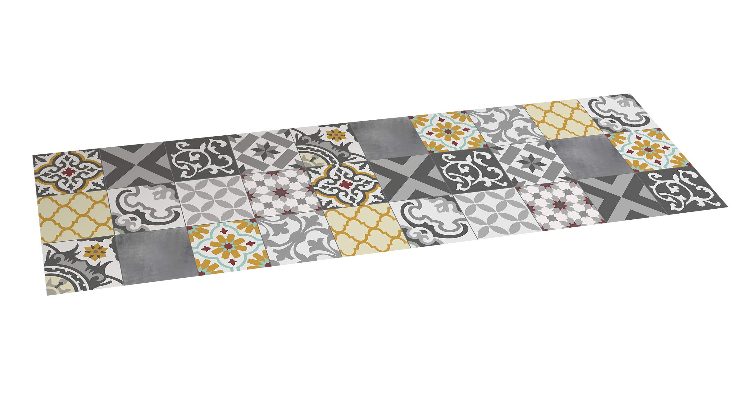 Tapis en Vinyle capitonné Croma Patch Gris et ambré 60 x 200 cm