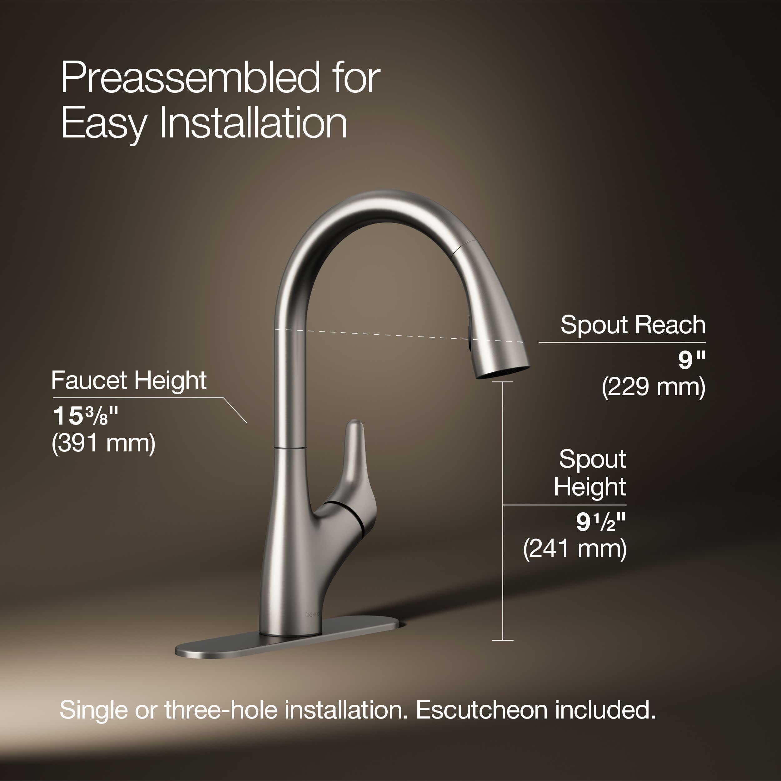 「.」 KOHLER 30469-VS Rival Single Handle Pull-Down Kitchen Faucet